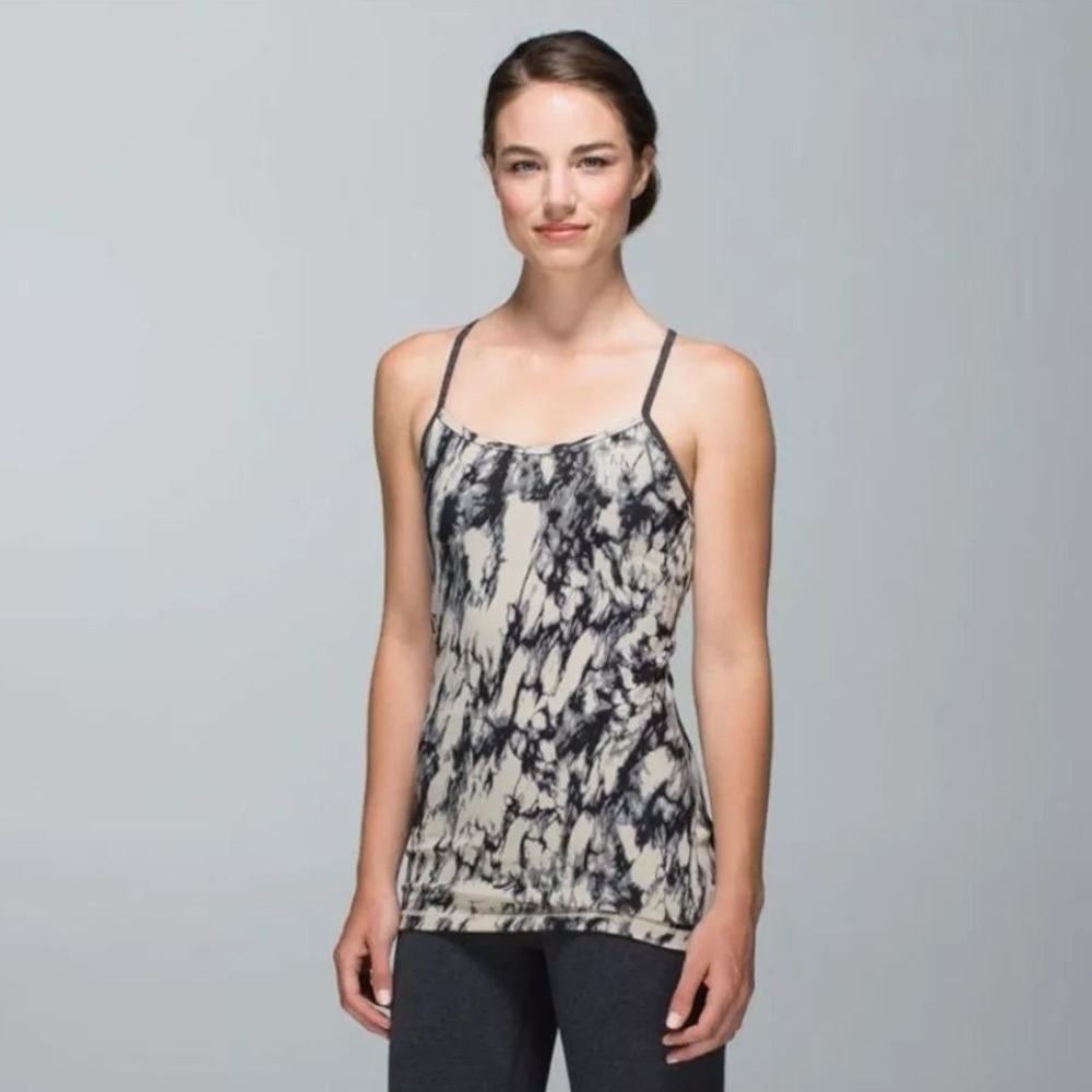 Lululemon Power Y Tank LuonGreat Granite Black Mojave Tan / Heathered Black